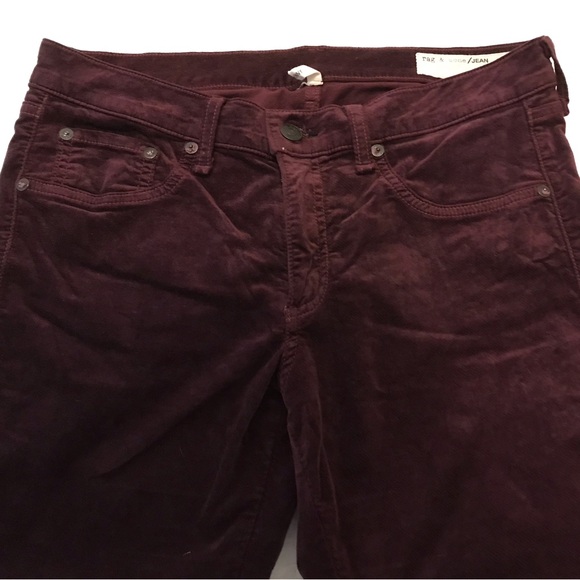 Rag & Bone Skinny Burgundy Velvet Jeans/Pants - Picture 5 of 9